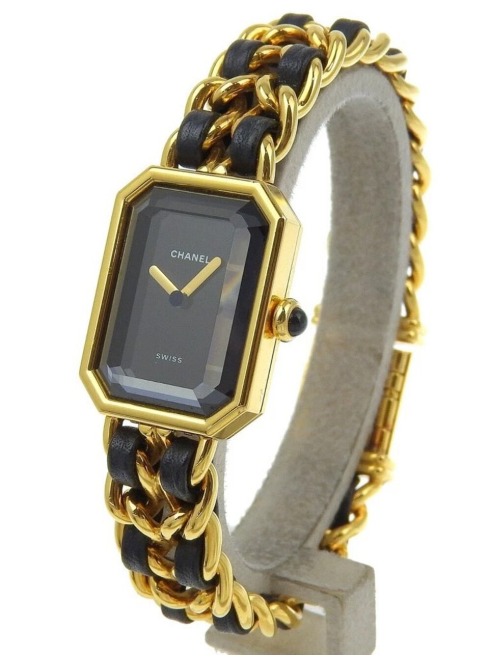 CHANEL Premiere L Watches H0001 blackDial Plated Gold/leather Quartz Analo...